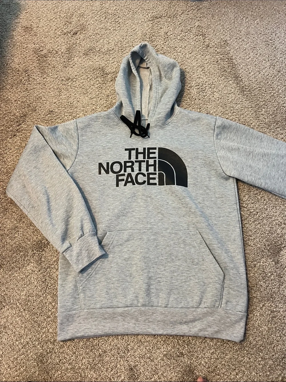 The North Face Light Grey Pullover Hoodie with Black Logo